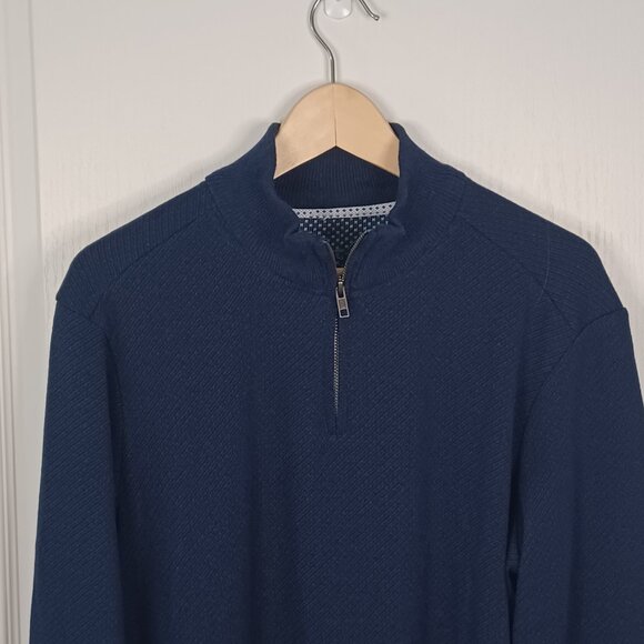 Robert Graham Sweater Men's L Blue Cotton Classic Fit 1/4  Cotton Preppy Dapper - Picture 4 of 6